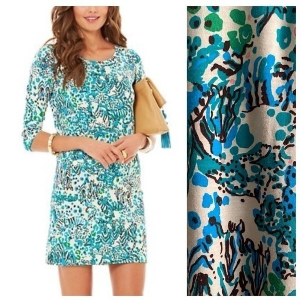 Lilly Pulitzer Blue Beige Corine Dress Sea Oat Escapades Medium